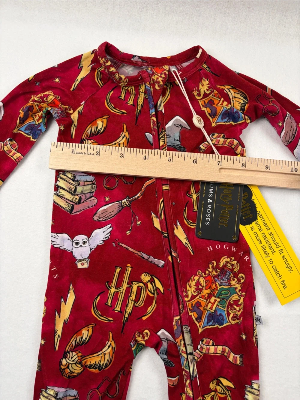 NWT Bums & Roses X Harry Potter Red Footie Zippy Romper 3-6 Months